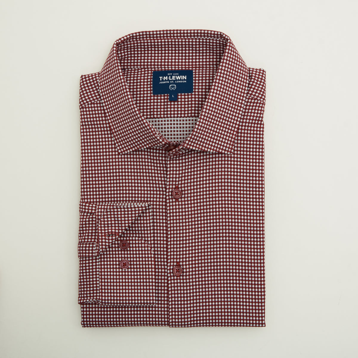 3D TEXTURE SLIM FIT RED BUTTON CUFF SHIRT