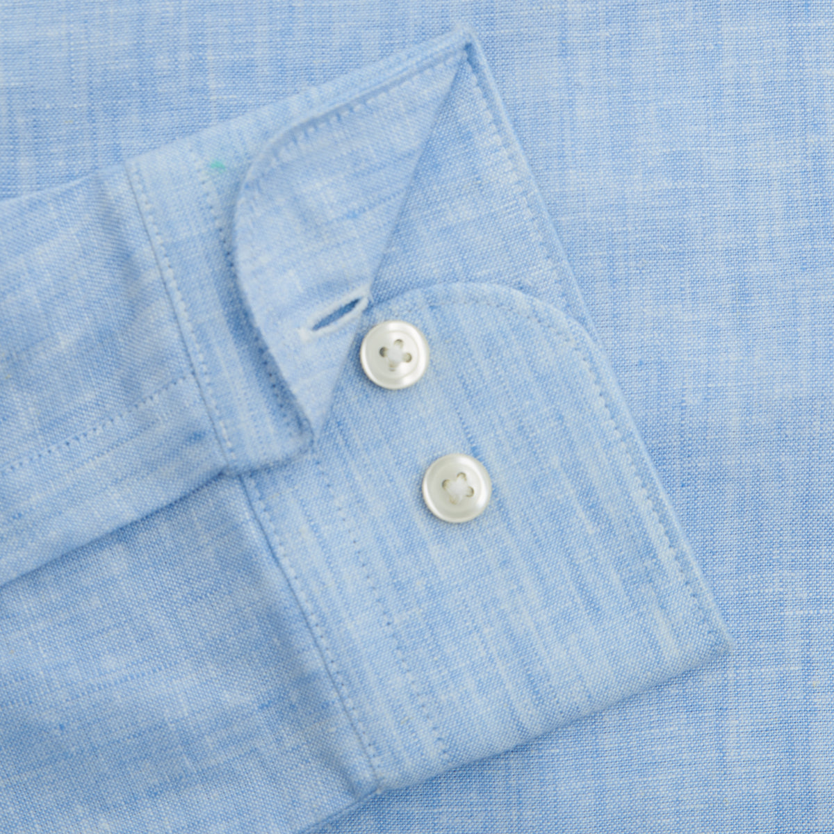 LINEN MODAL SLIM FIT BLUE BUTTON CUFF SHIRT