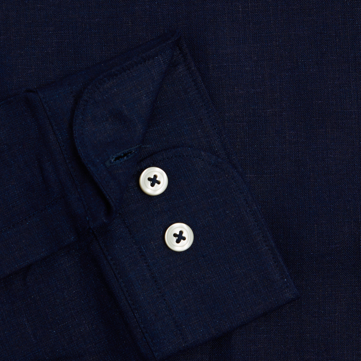 LINEN MODAL SLIM FIT NAVY BUTTON CUFF SHIRT