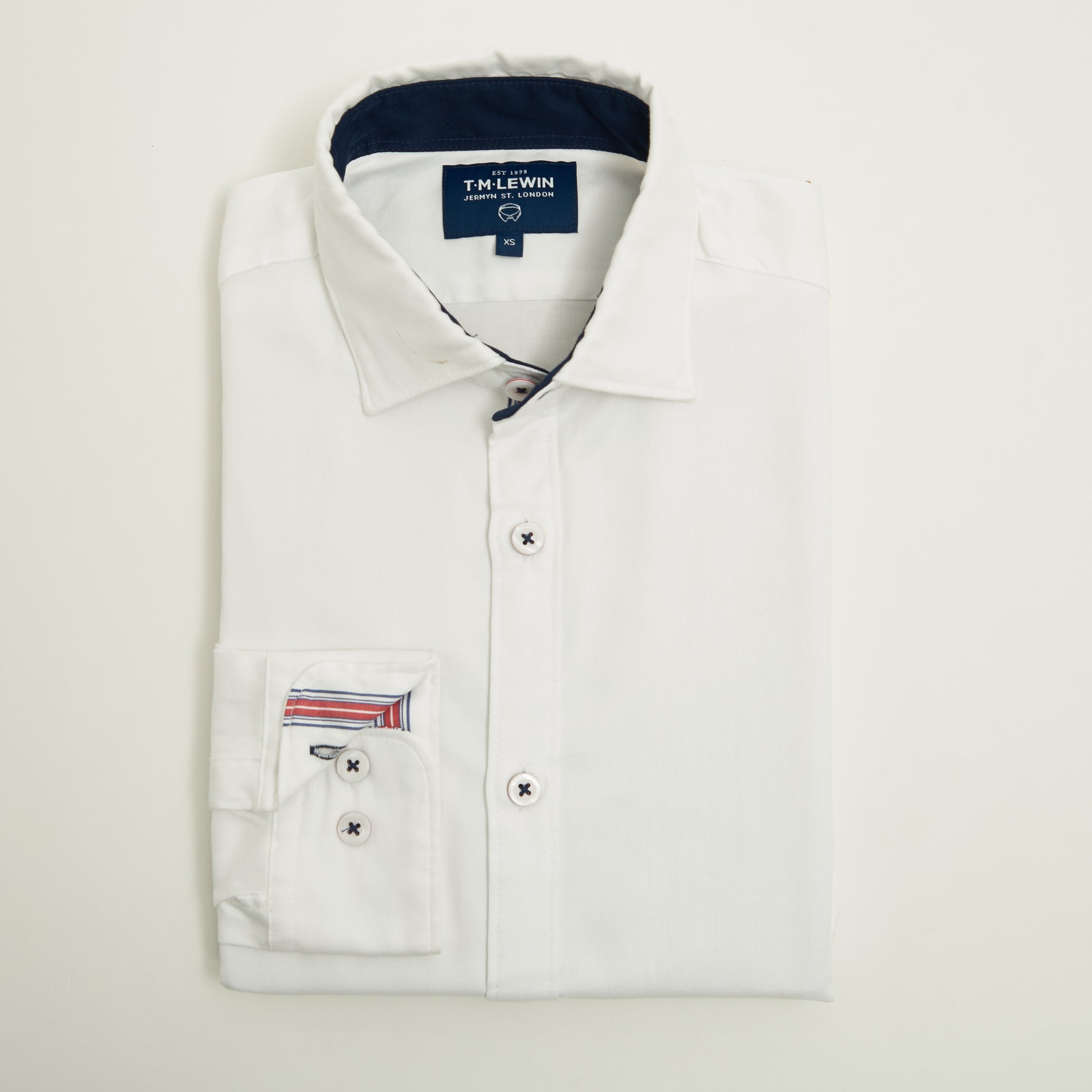 CASUAL SELVEDGE STRIPE SLIM FIT WHITE SINGLE CUFF SHIRT