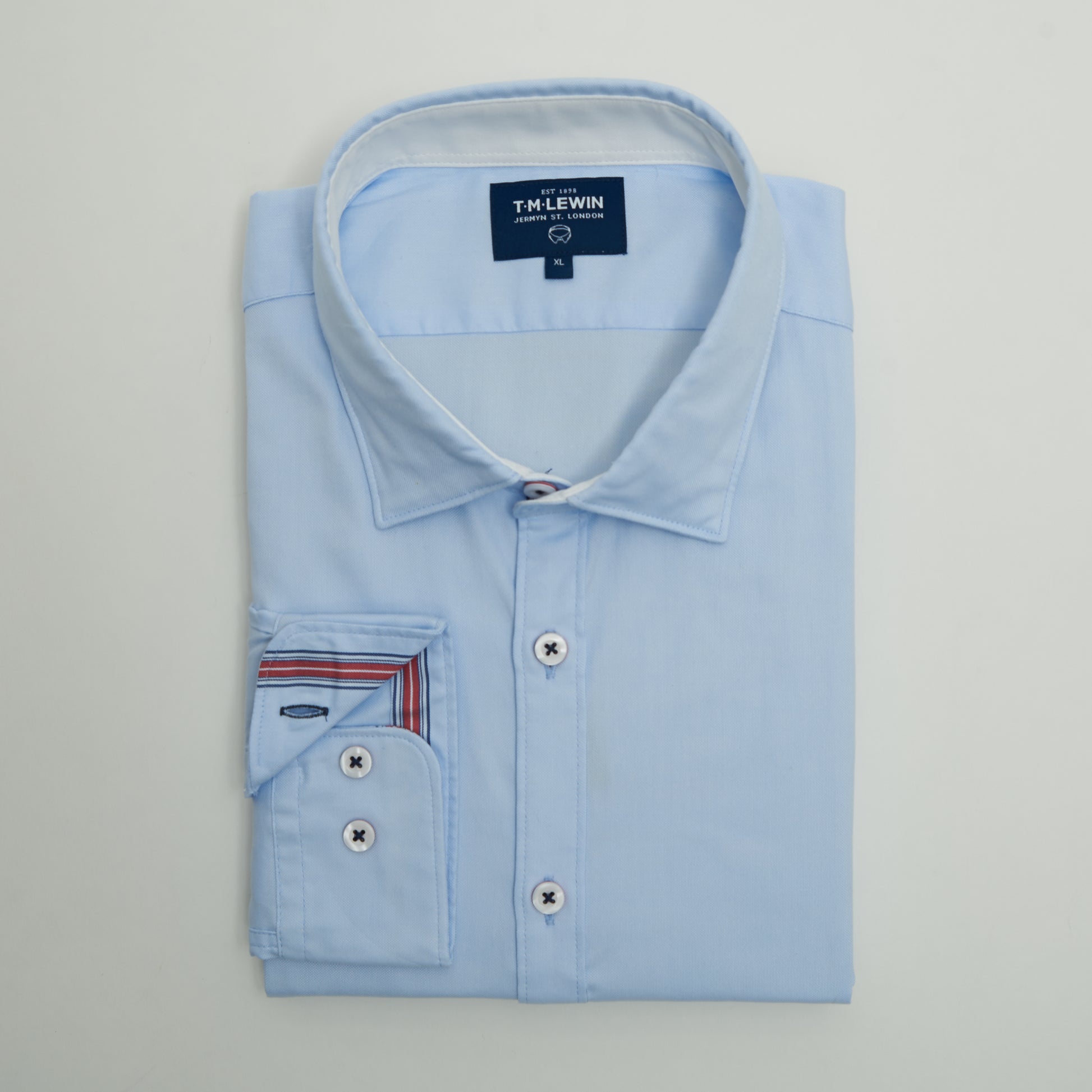 CASUAL SELVEDGE STRIPE SLIM FIT BLUE SINGLE CUFF SHIRT