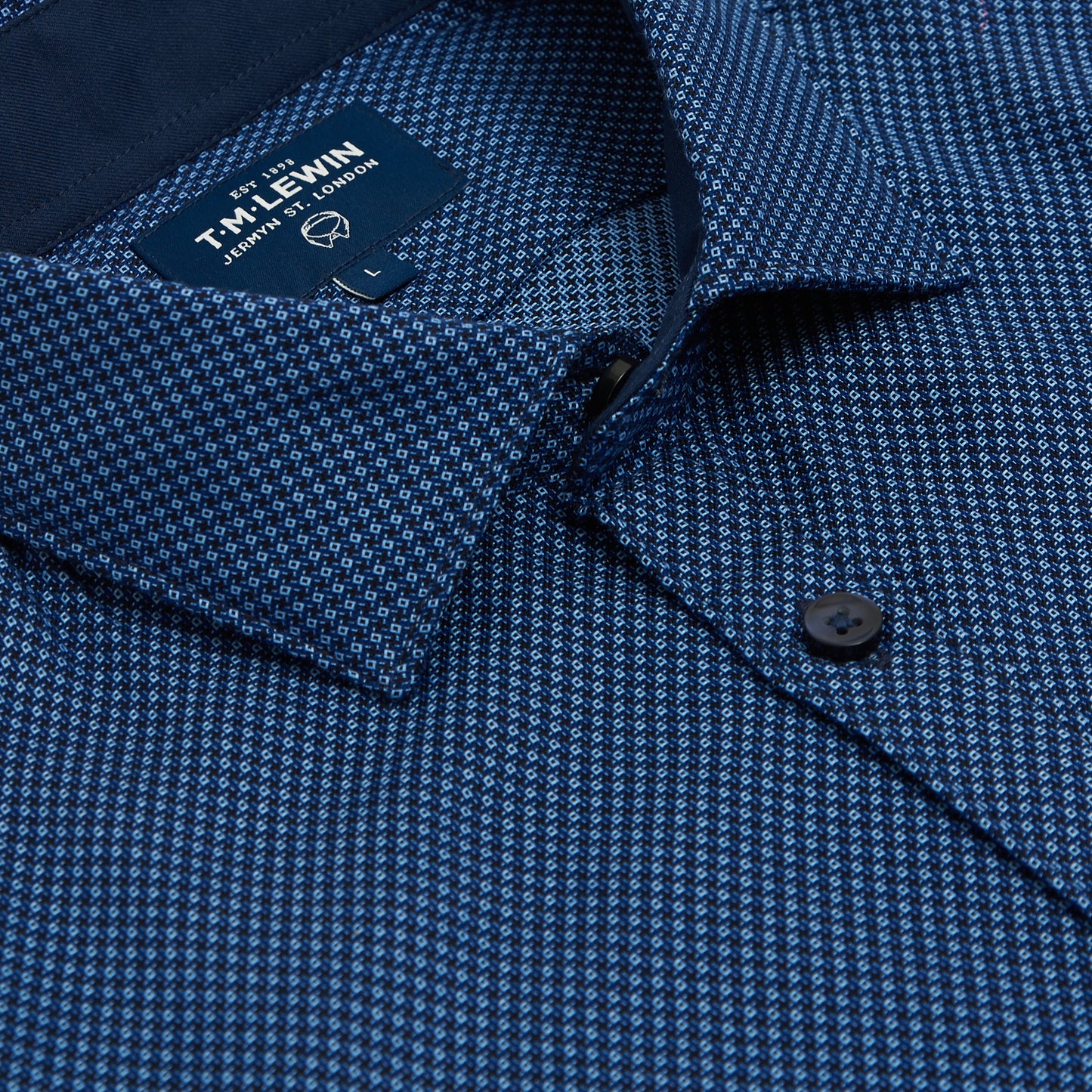 SLIM FIT NAVY TEXTURED SINGLE CUFF SHIRT