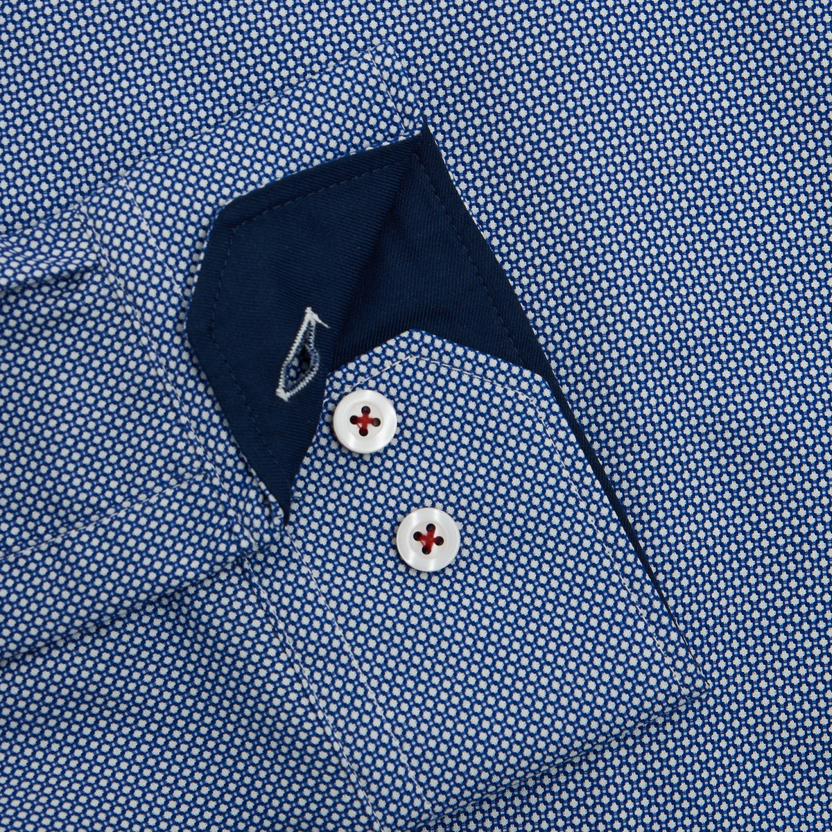 SLIM FIT NAVY HONEYCOMB SINGLE CUFF SHIRT