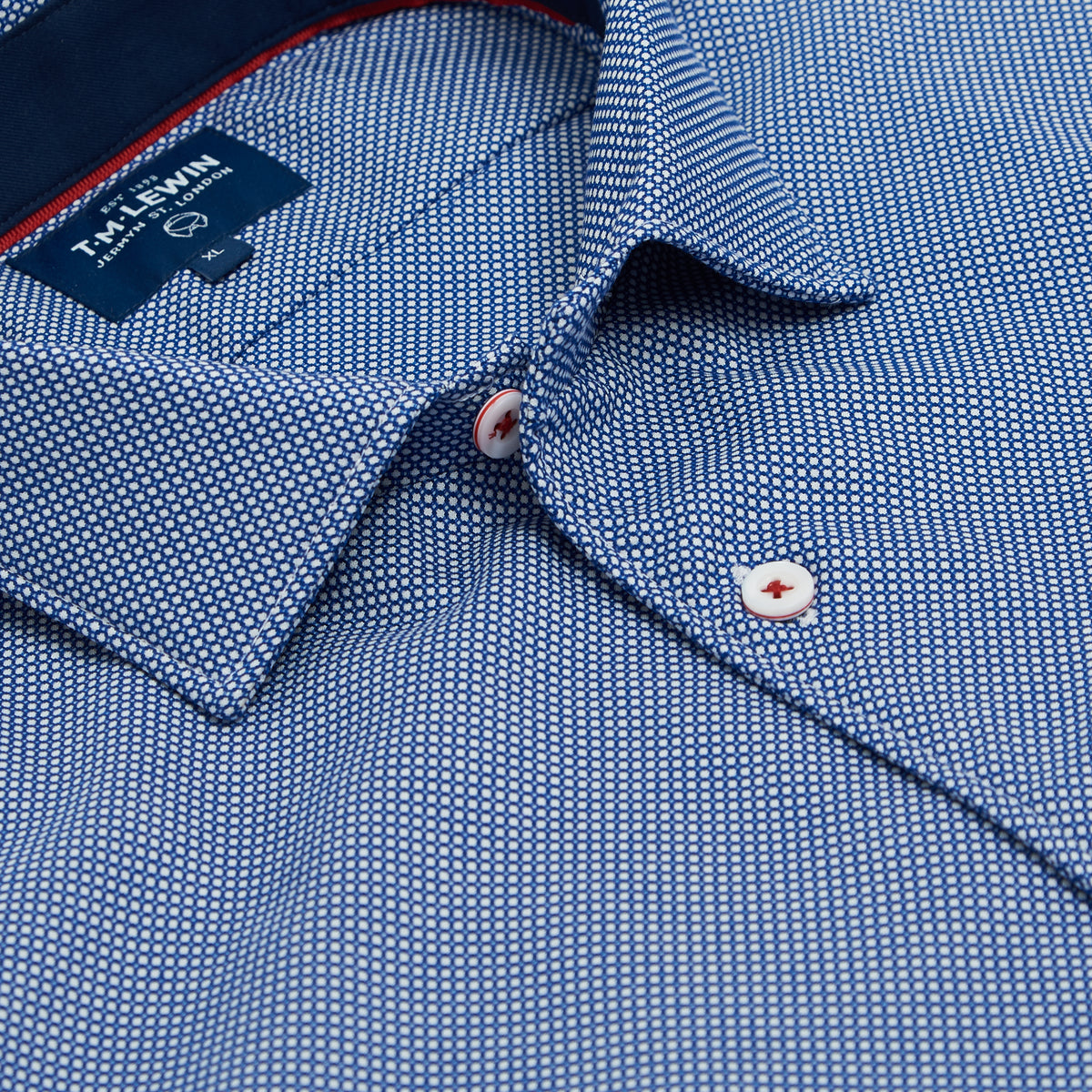 SLIM FIT NAVY HONEYCOMB SINGLE CUFF SHIRT