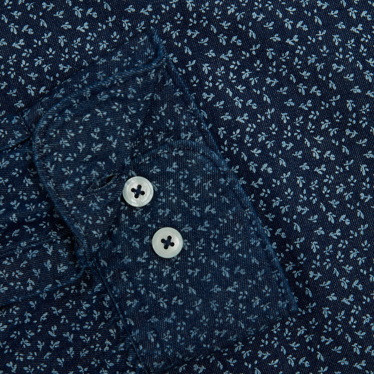 FLORAL SLIM FIT INDIGO SINGLE CUFF SHIRT