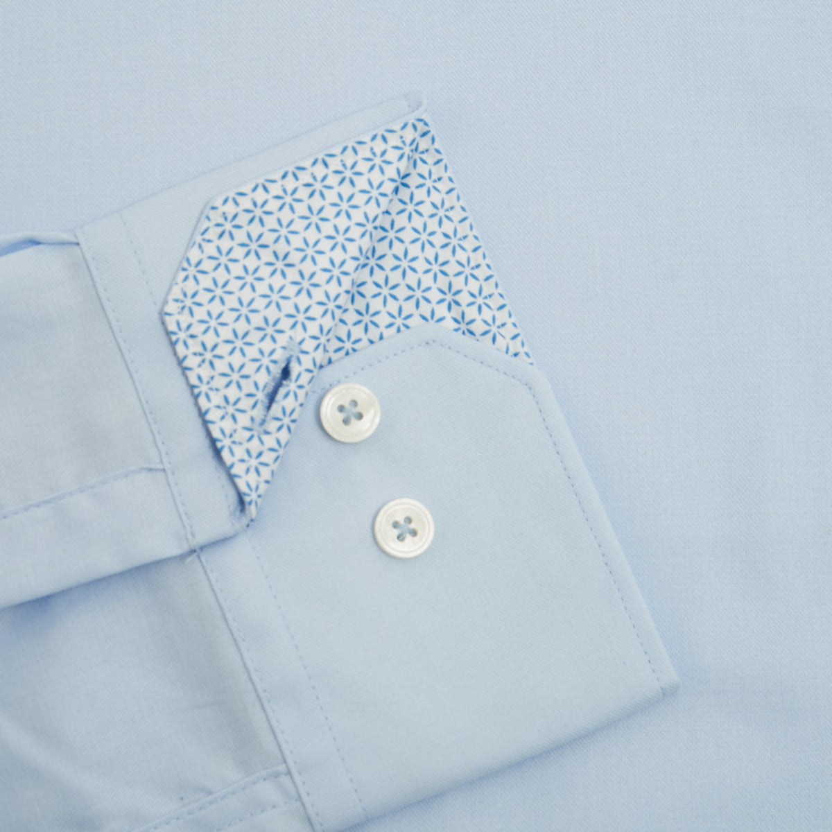 STAR TRIM SLIM FIT BLUE TWILL SINGLE CUFF SHIRT