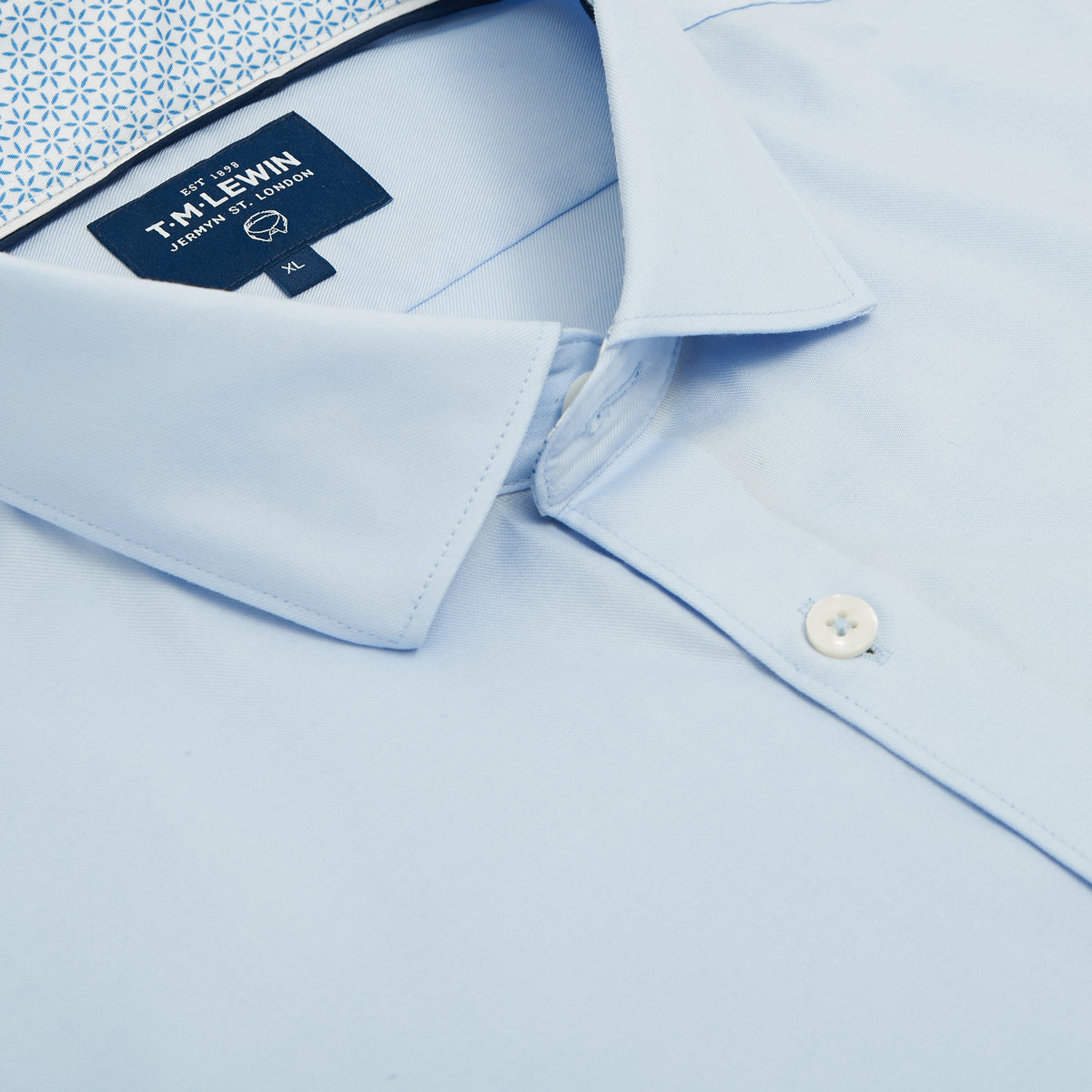 STAR TRIM SLIM FIT BLUE TWILL SINGLE CUFF SHIRT