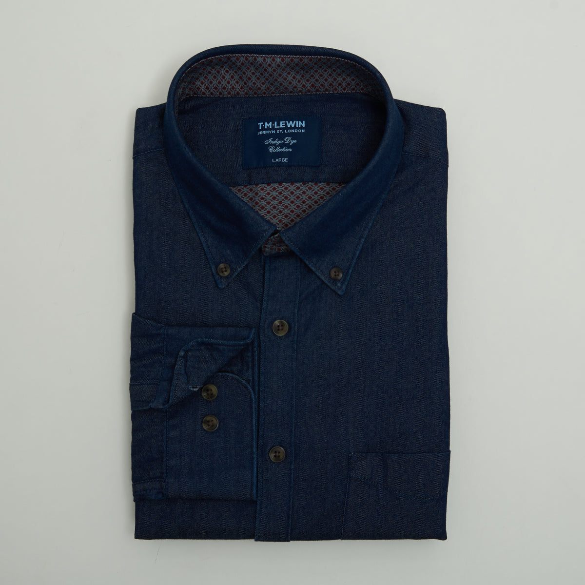 INDIGO DOUBLE-SIDED SLIM FIT NAVY SINGLE CUFF SHIRT
