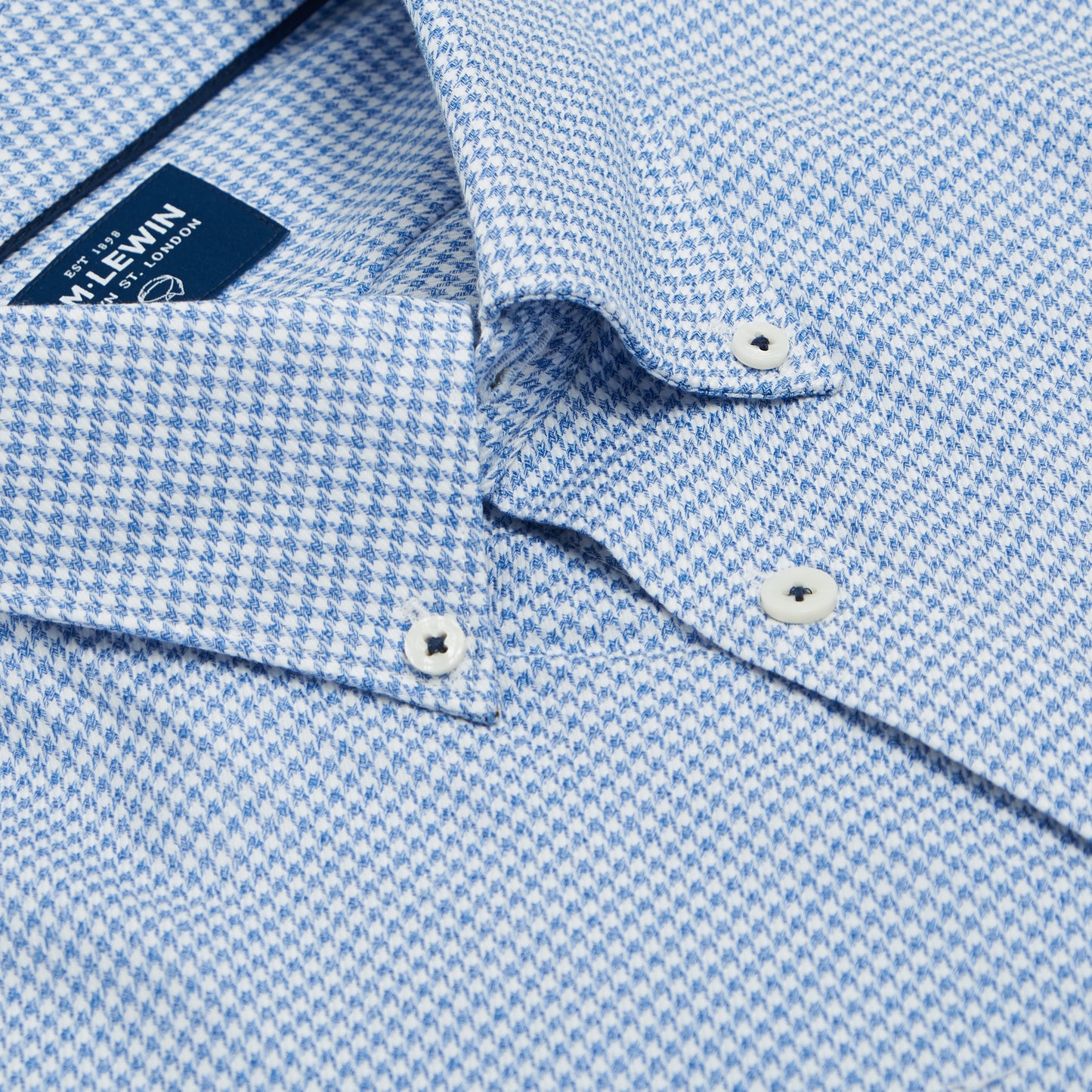 SLIM FIT BLUE AND WHITE DOGTOOTH SINGLE CUFF SHIRT