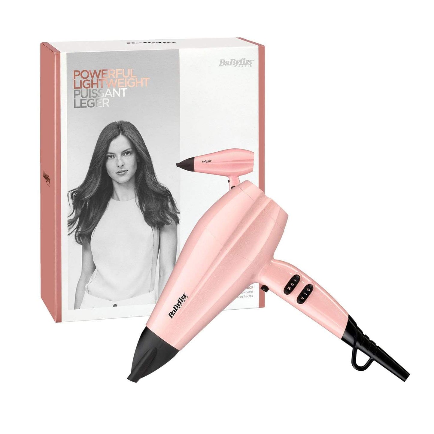 BABYLISS DC DRYER 2200W ROSE BLUSH  ADVANCED ONIC FRIZZ CONTROL 3 HEAT 2 SPEED COOL SHOT  LIGHT - 5337PRSDE