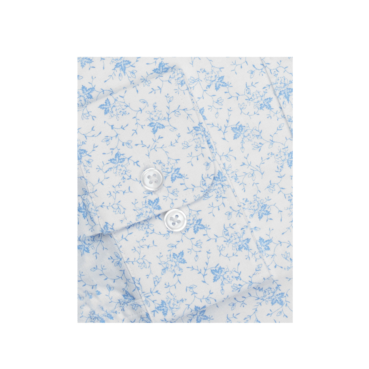 BOTANICAL PRINTS SLIM FIT WHITE BUTTON CUFF OXFORD SHIRT