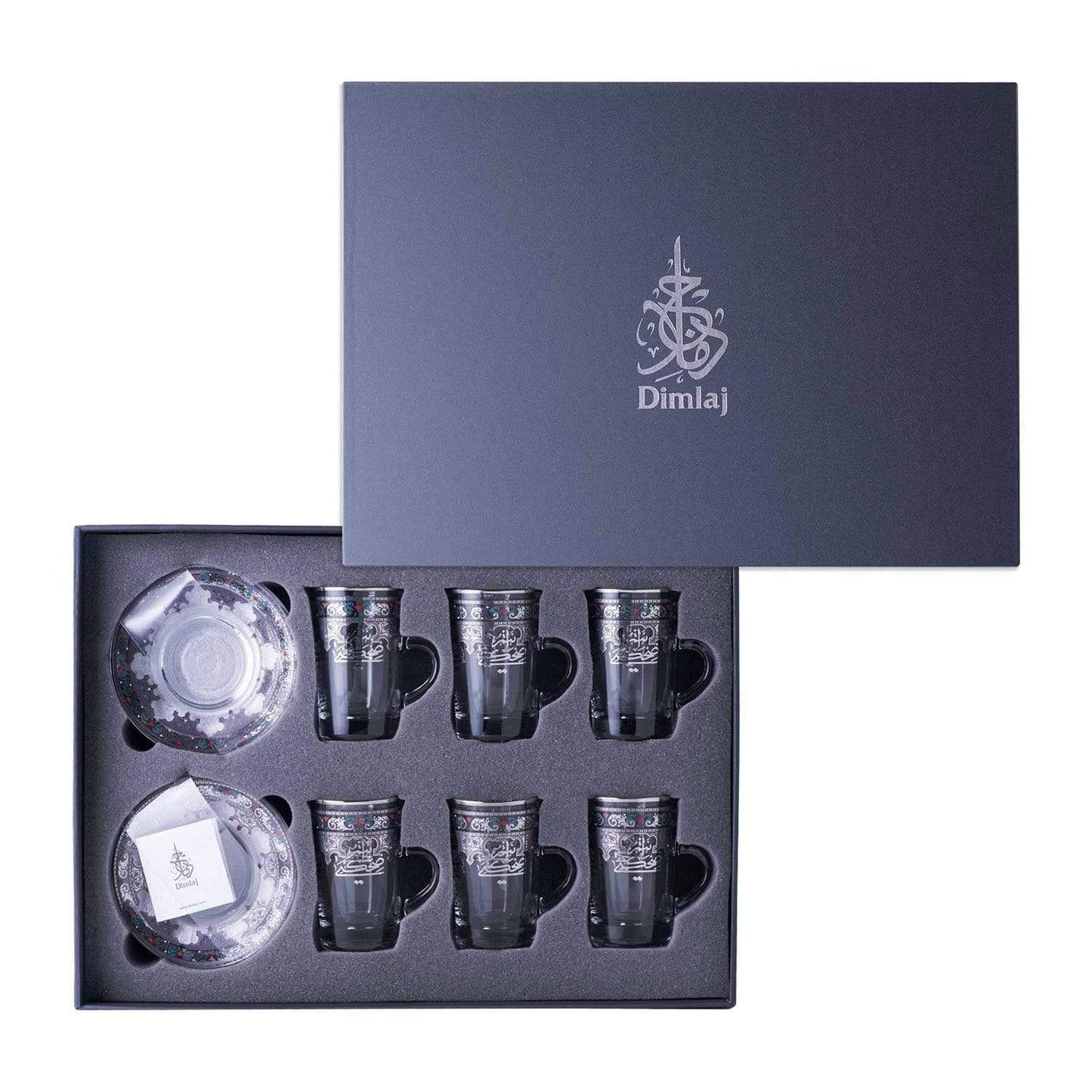 DIMLAJ SUROOR 12PC TEA CUP AND SAUCER PLATUNUM - 46997