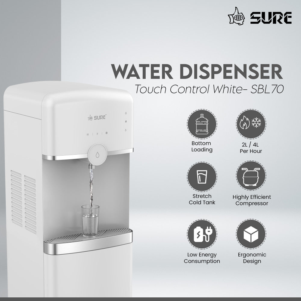Sure Bottom Loading  Touch Control Water Dispenser, White - SBL70W