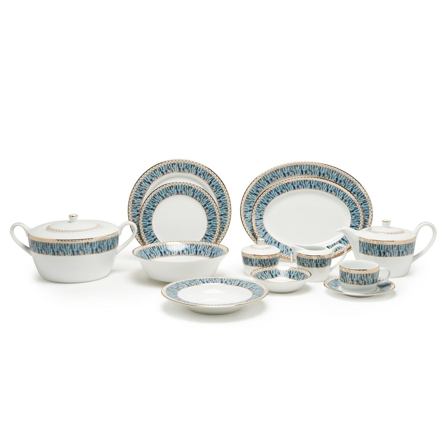 DANKOTUWA MAURICE BLUE AND GOLD 59PC DINNER SET - MAUR-59DS