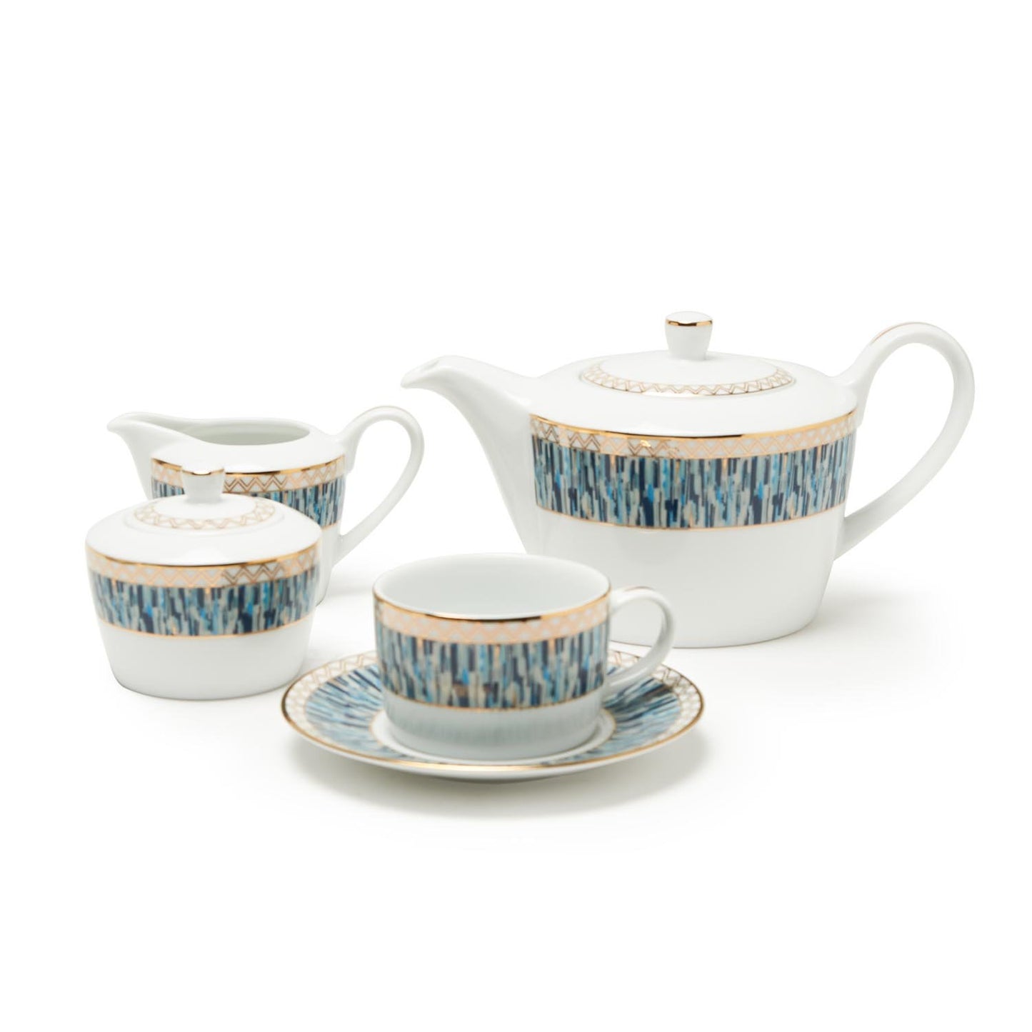 DANKOTUWA MAURICE BLUE AND GOLD 59PC DINNER SET - MAUR-59DS