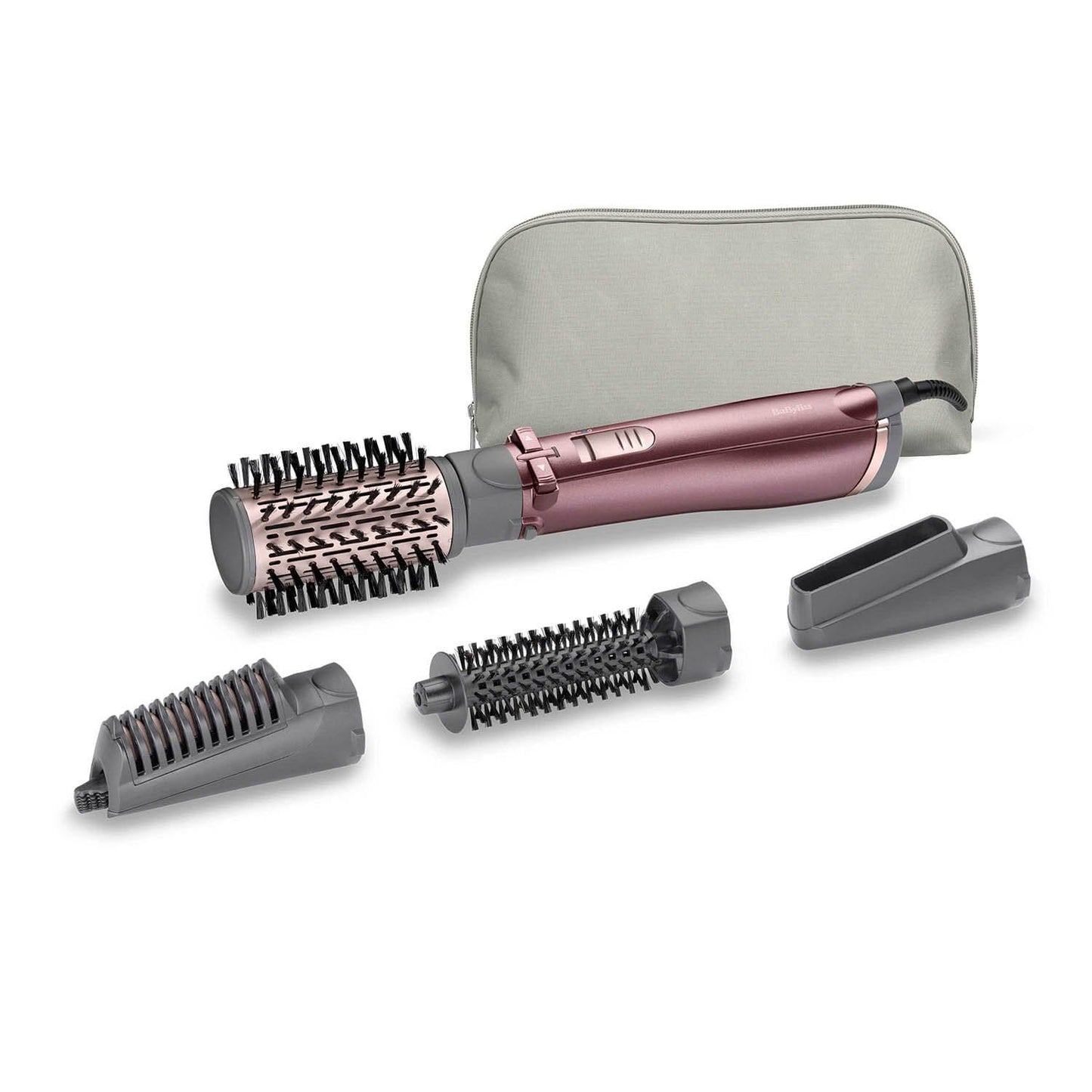 BaByliss 1000W 4 in 1 Rotating Air Styler Brush for Ultra-Fast Drying with Interchangeable Attachments for Volumizing, Smoothing & Hair Straightening - AS960SDE