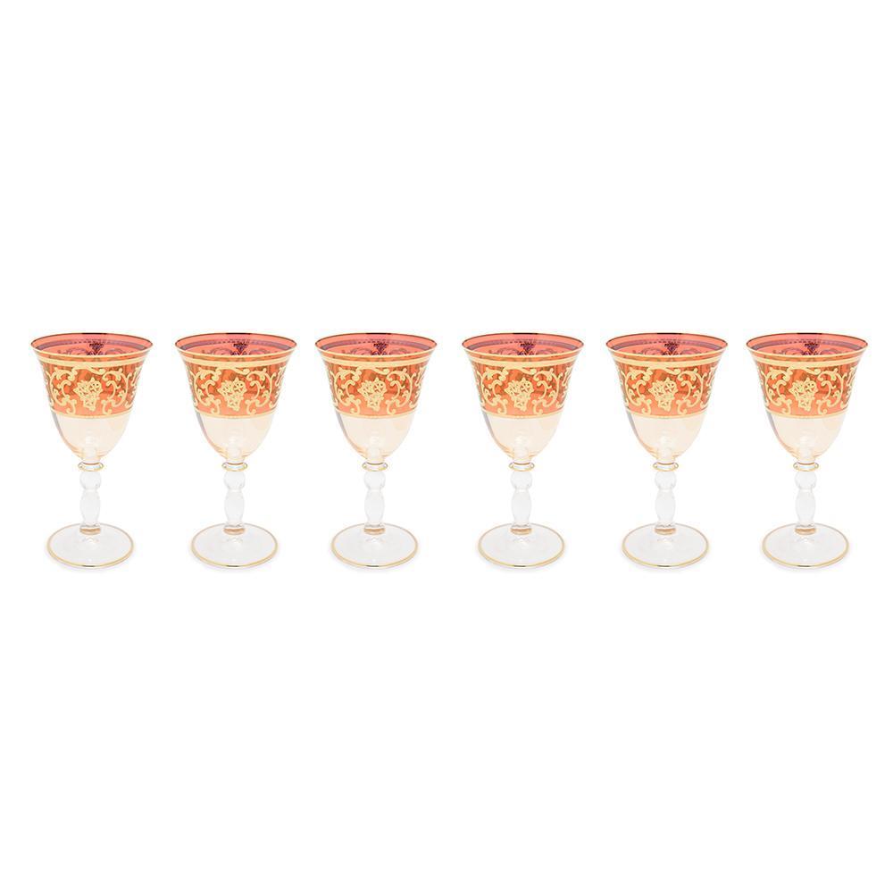 Combi Clarice Goblet Set - Red and Amber, 190 ml, Small, 6 Piece - G597Z-RED&AM/97 - Jashanmal Home
