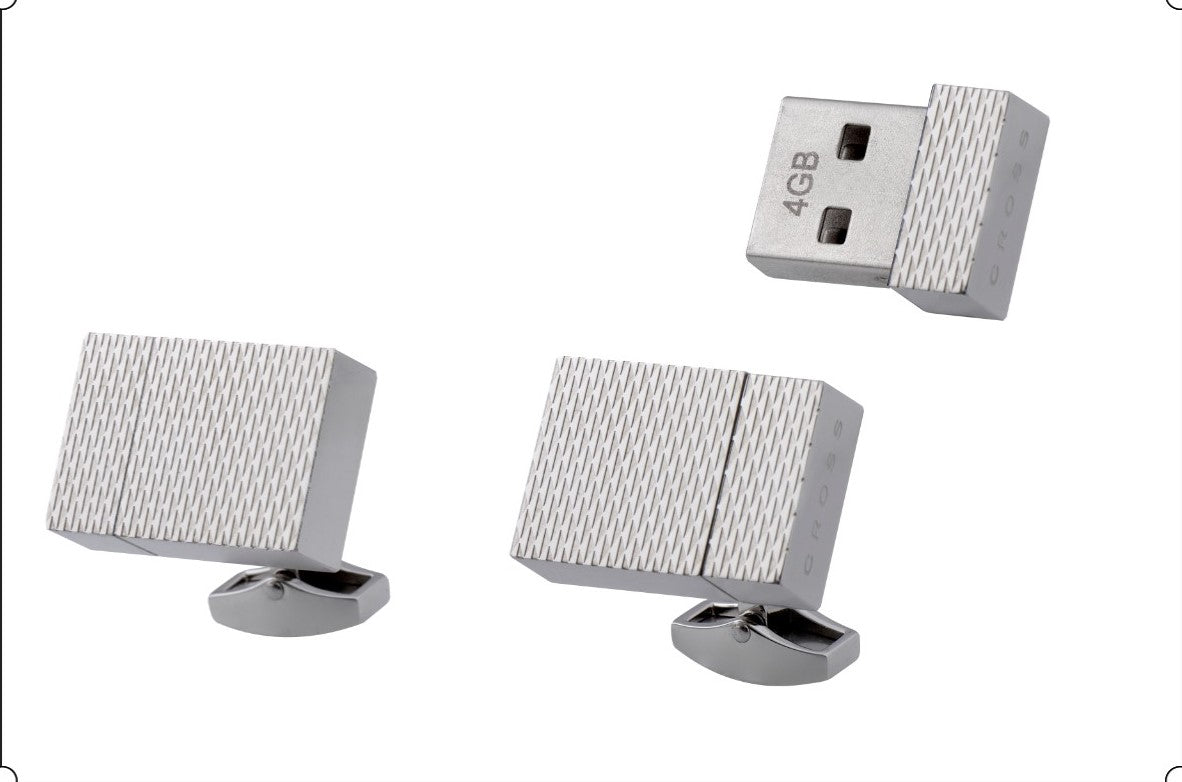 CROSS CUFFLINKS DIAMOND CUT PATTERN CR034-C2 SILVER
