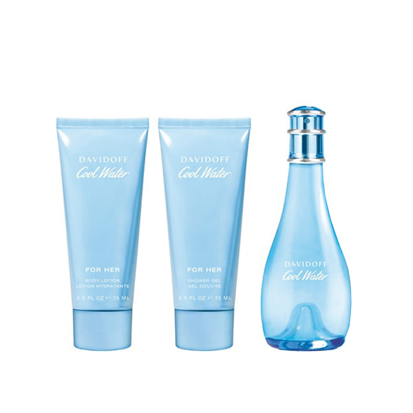 DAVIDOFF COOLWATER WOMEN G-SET (EDT 100ML + SG 75ml + BL 75ml