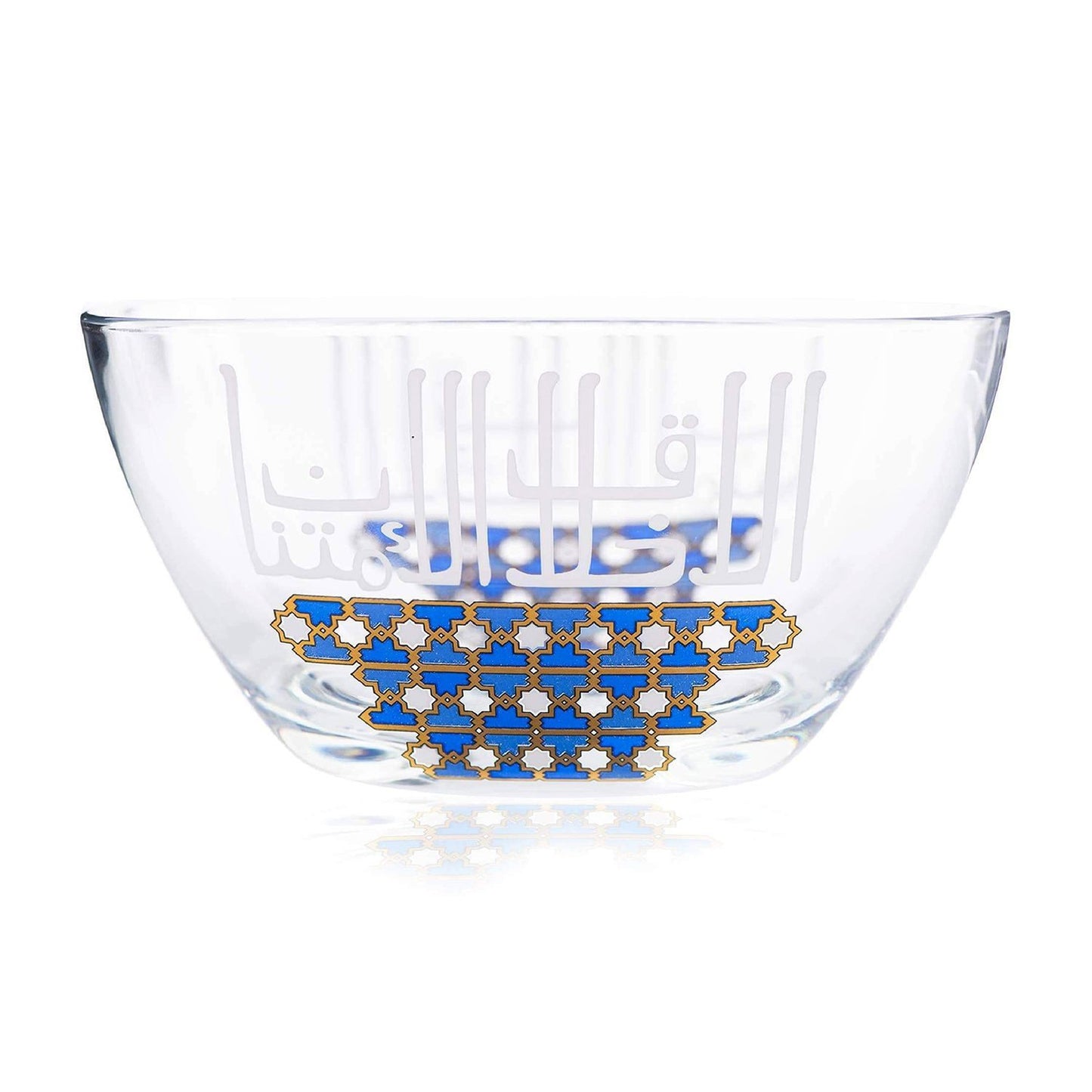 Dimlaj Asala Large Serving Bowl - Clear, Gold and Blue - 46688 - Jashanmal Home