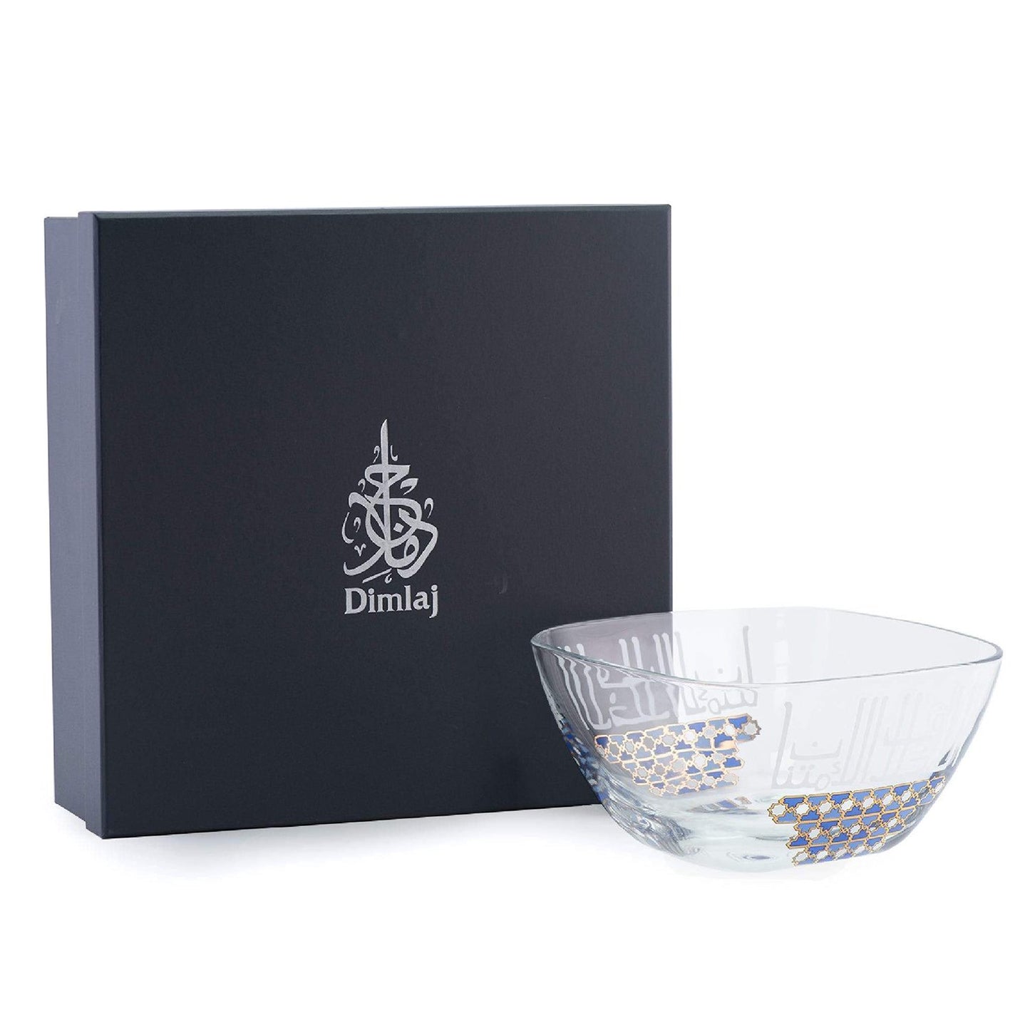 Dimlaj Asala Large Serving Bowl - Clear, Gold and Blue - 46688