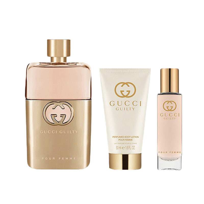 GUCCI GUILTY REVOLUTION POUR FEMME GIFT SET EAU DE PARFUM 90ml + 50ml BODY LOTION + 15ml TRAVEL SPRAY