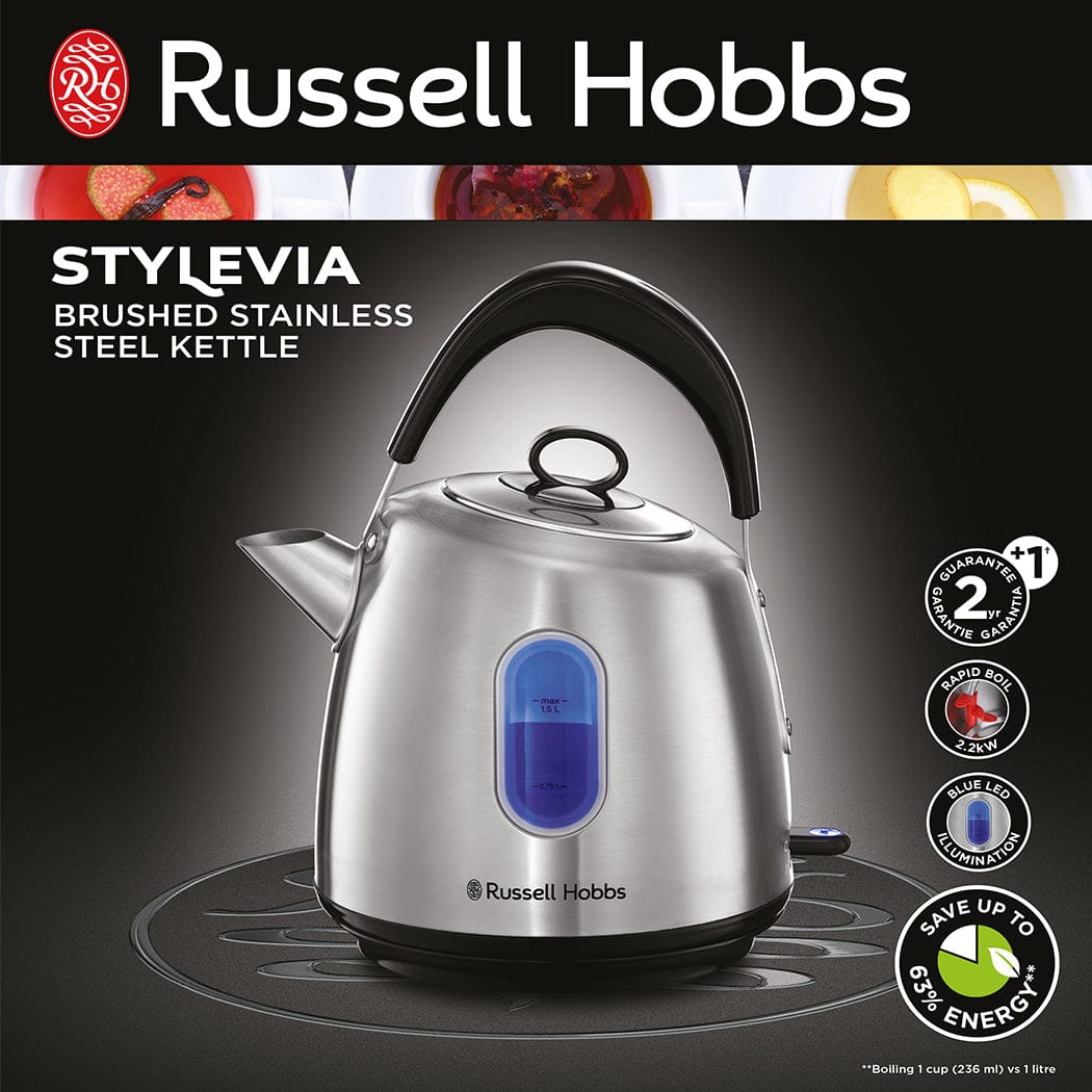 Russell Hobbs Stylevia 1.5L Kettle Brushed Stainless Steel 2200W - 28130