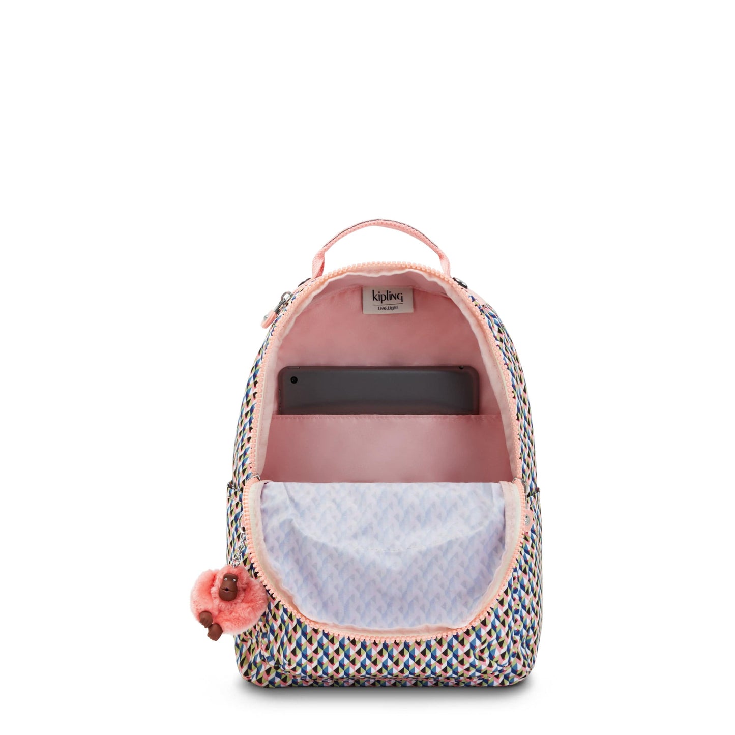 KIPLING-Seoul S-Small Backpack (With Laptop Protection)-Girly Geo-I5357-Z84