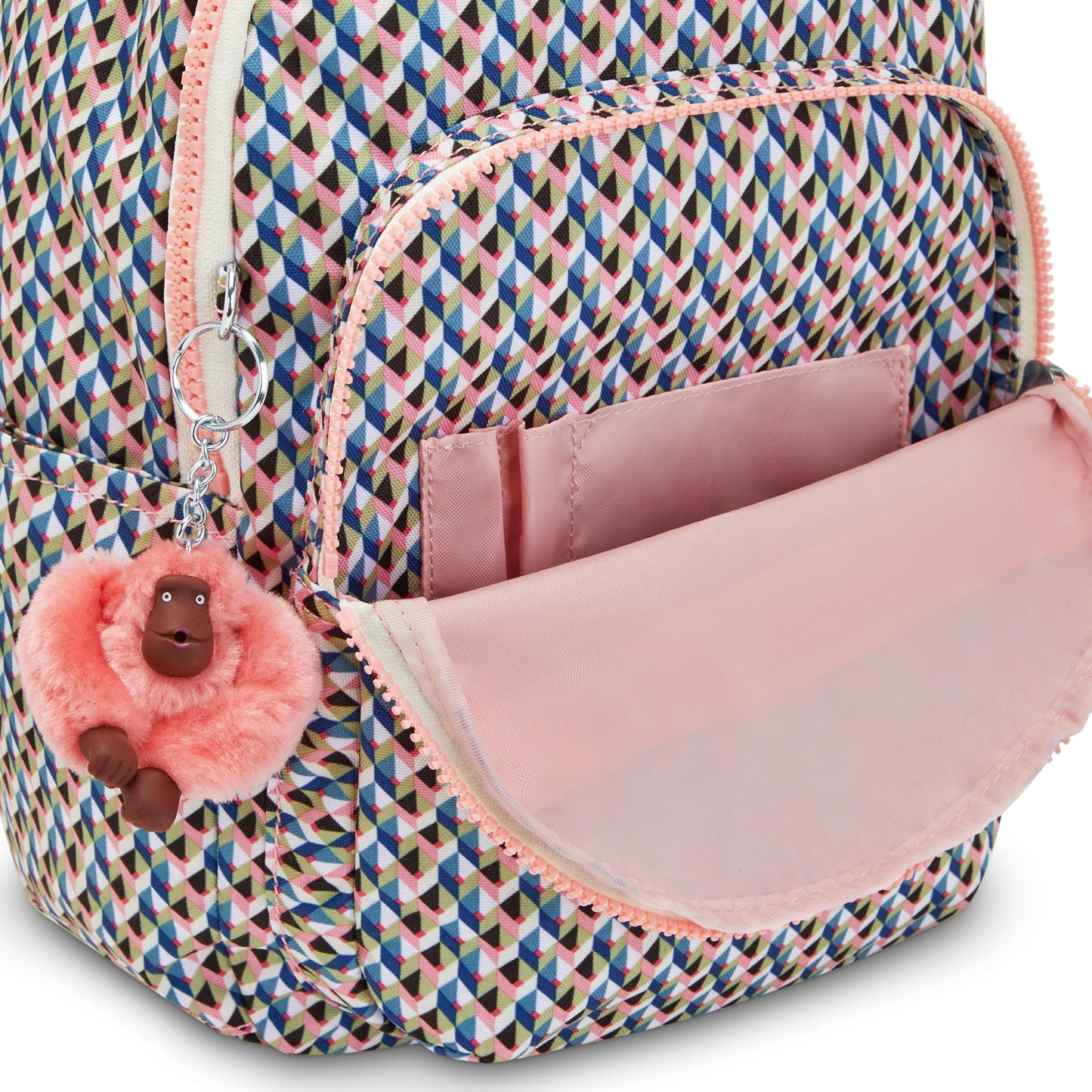 KIPLING-Seoul S-Small Backpack (With Laptop Protection)-Girly Geo-I5357-Z84