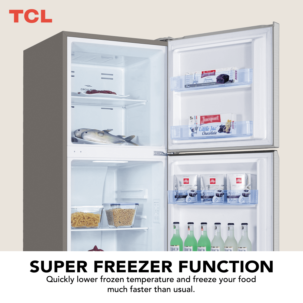 Tcl 370 Litre Top Mount Refrigerator, Inox P370Tmn