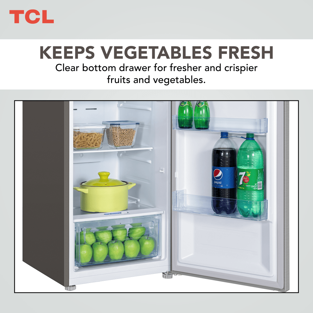 Tcl 324 Litre Top Mount Refrigerator, Inox P324Tmn