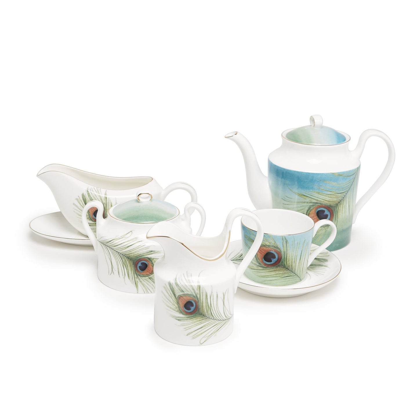 GREEN PEACOCK FBC 85PC DINNER SET - S18609B-MIXDIN85