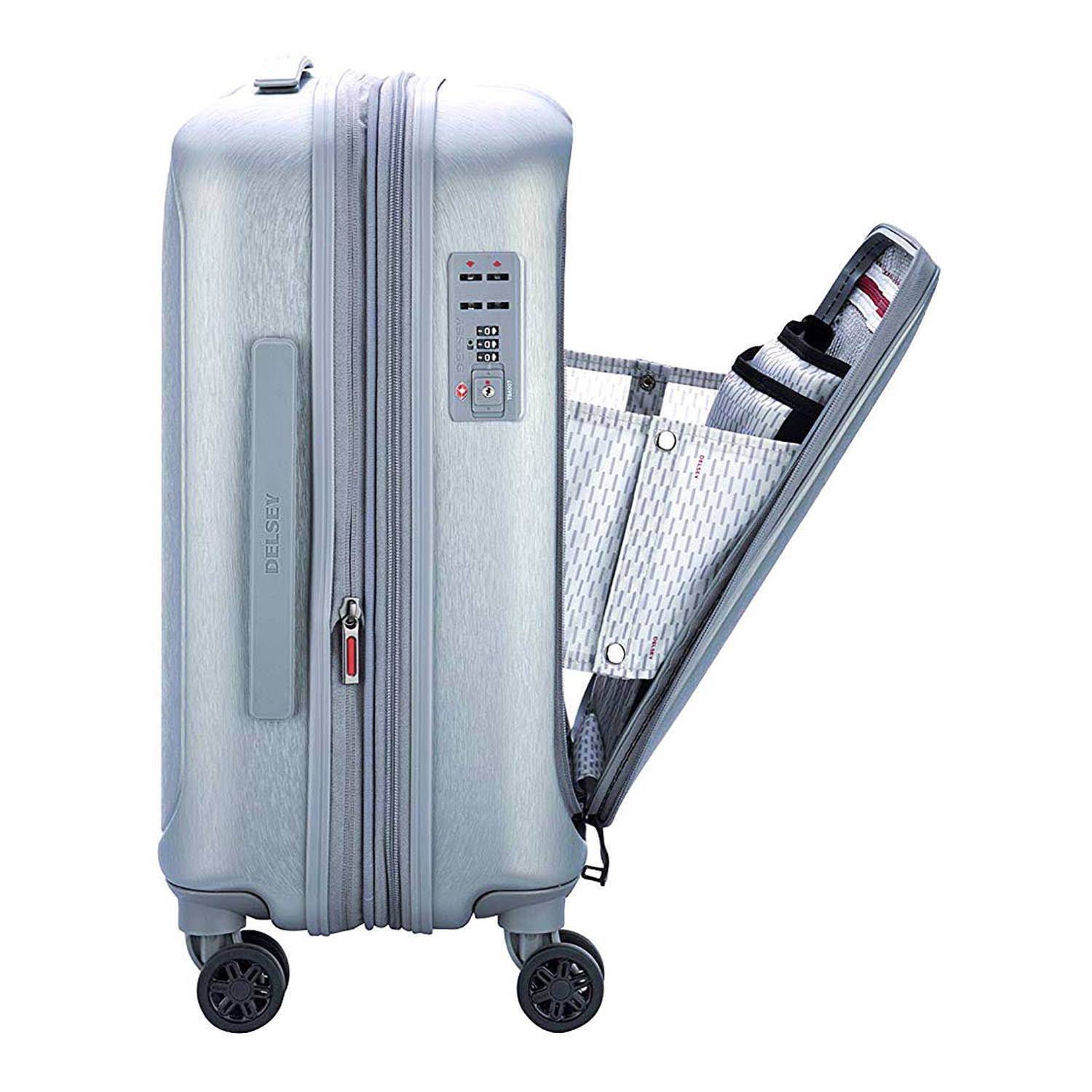 Delsey Grenelle 4 Wheel Expandable Trolley Case - Platinum - 203983011 PLAT - Jashanmal Home