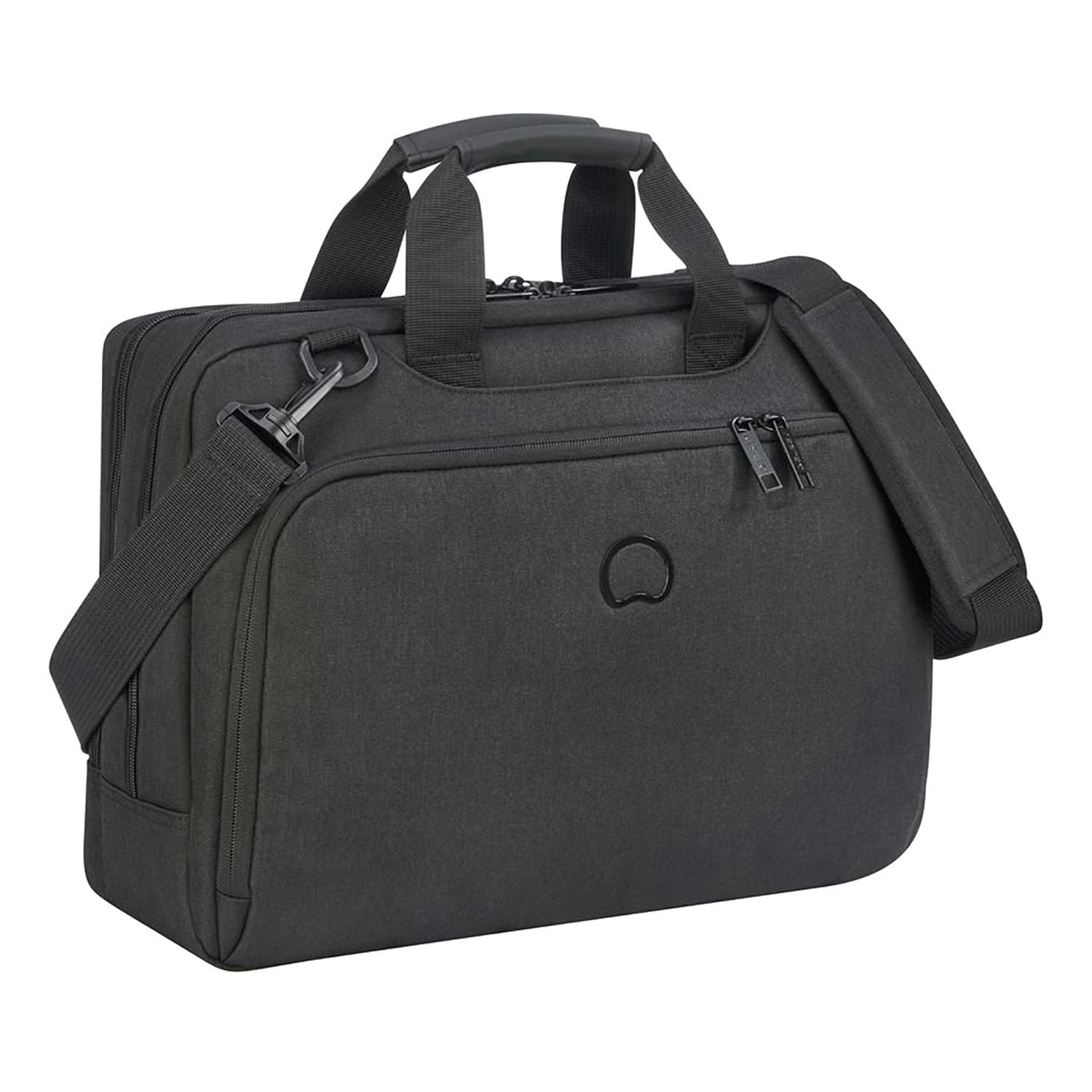 Delsey Esplanade 2 Compartment PC Protection Satchel - Deep Black - 00394216150 BLK - Jashanmal Home