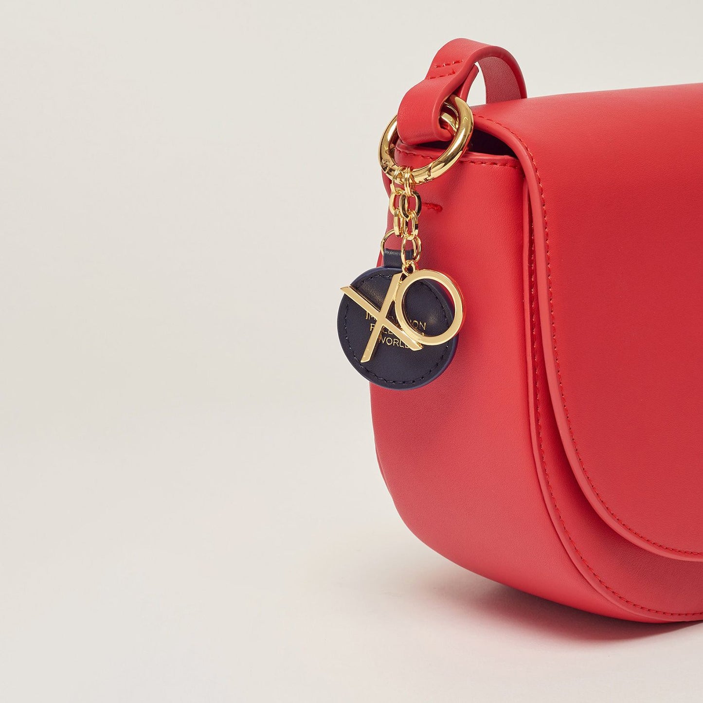 Estella Bartlett Loman Saddle Bag with Navy Bag Tag and XO Keychain - Red - EBP3265