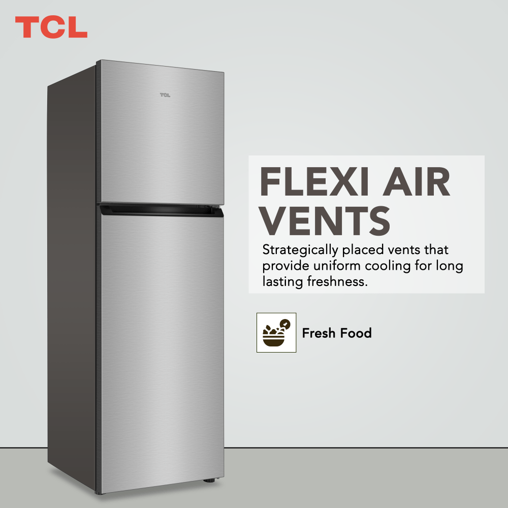 Tcl 324 Litre Top Mount Refrigerator, Inox P324Tmn