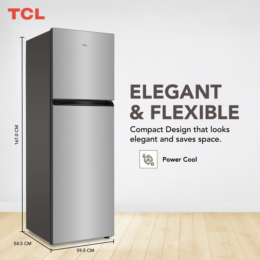 Tcl 324 Litre Top Mount Refrigerator, Inox P324Tmn