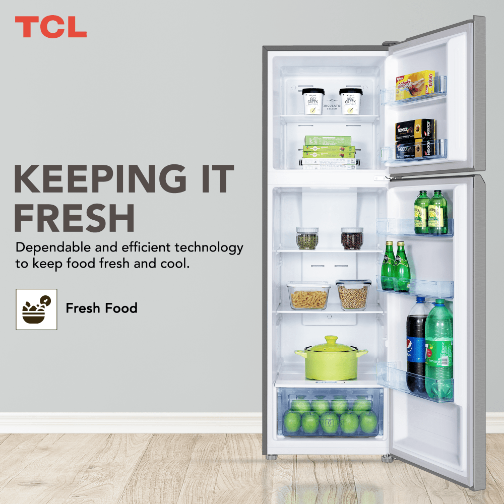 Tcl 324 Litre Top Mount Refrigerator, Inox P324Tmn