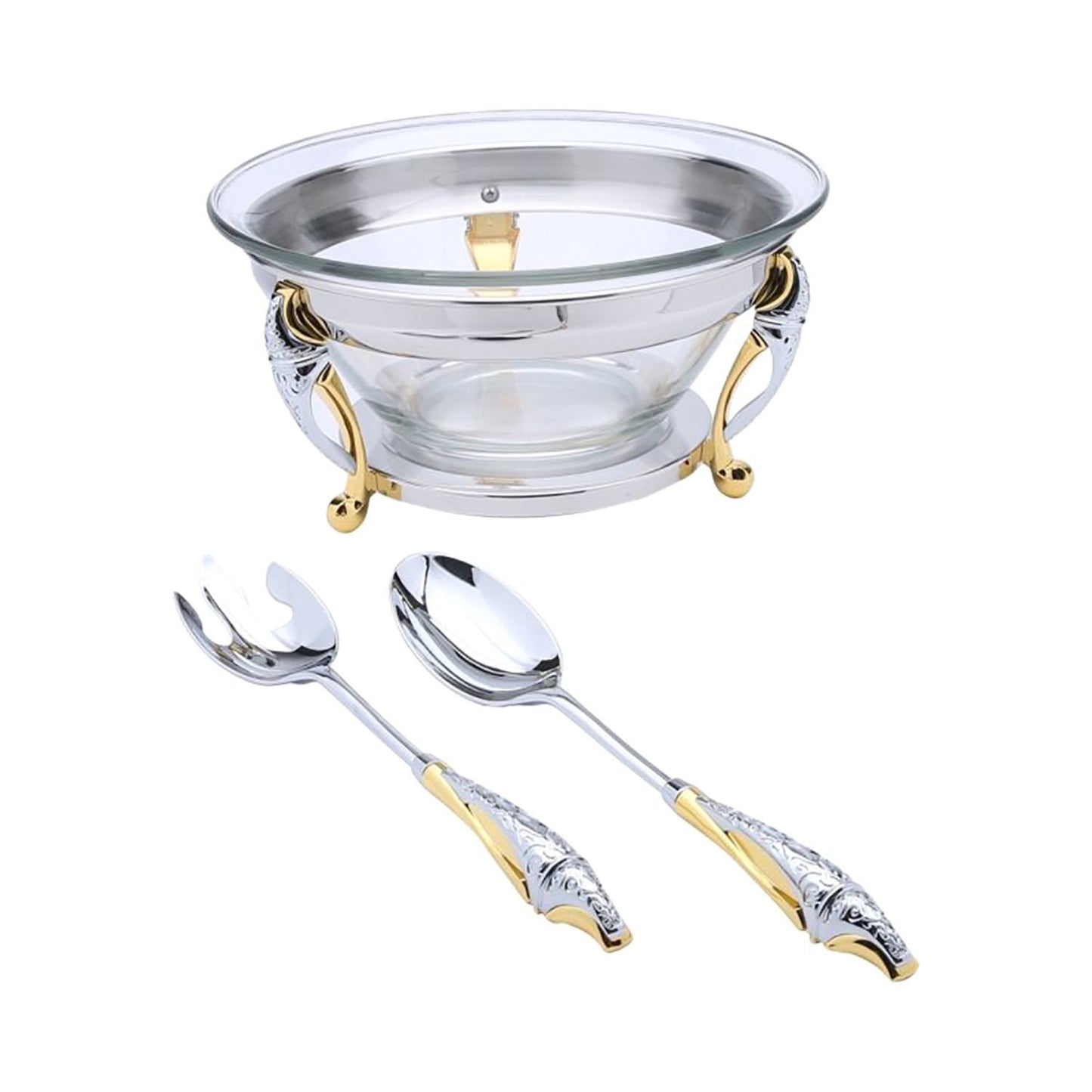 Regent Malaika Salad Bowl with Servers - Silver - 174392 - Jashanmal Home