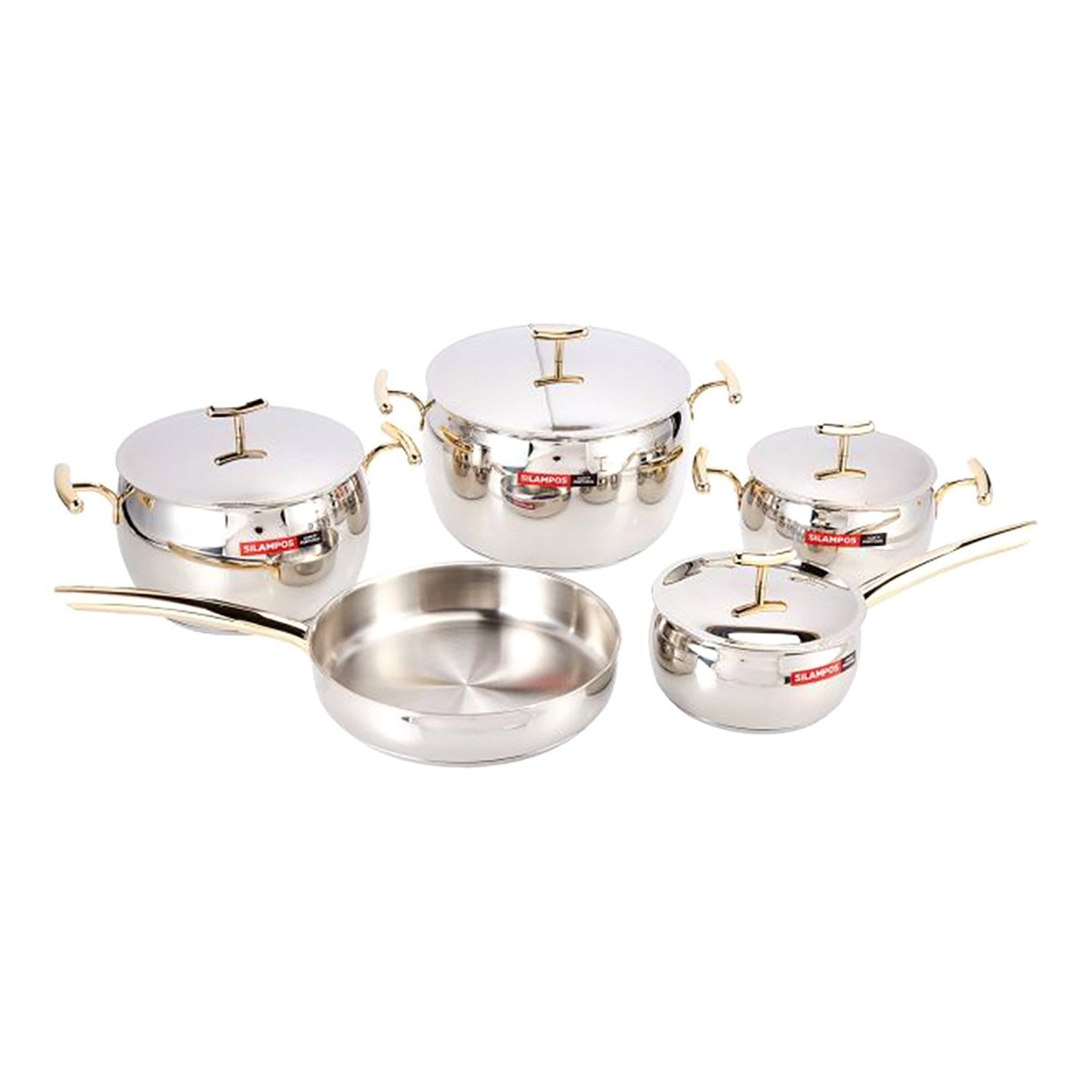 Silampos Yumi 9 Piece Cookware Set - Silver and Gold - 636122AC0155 - Jashanmal Home